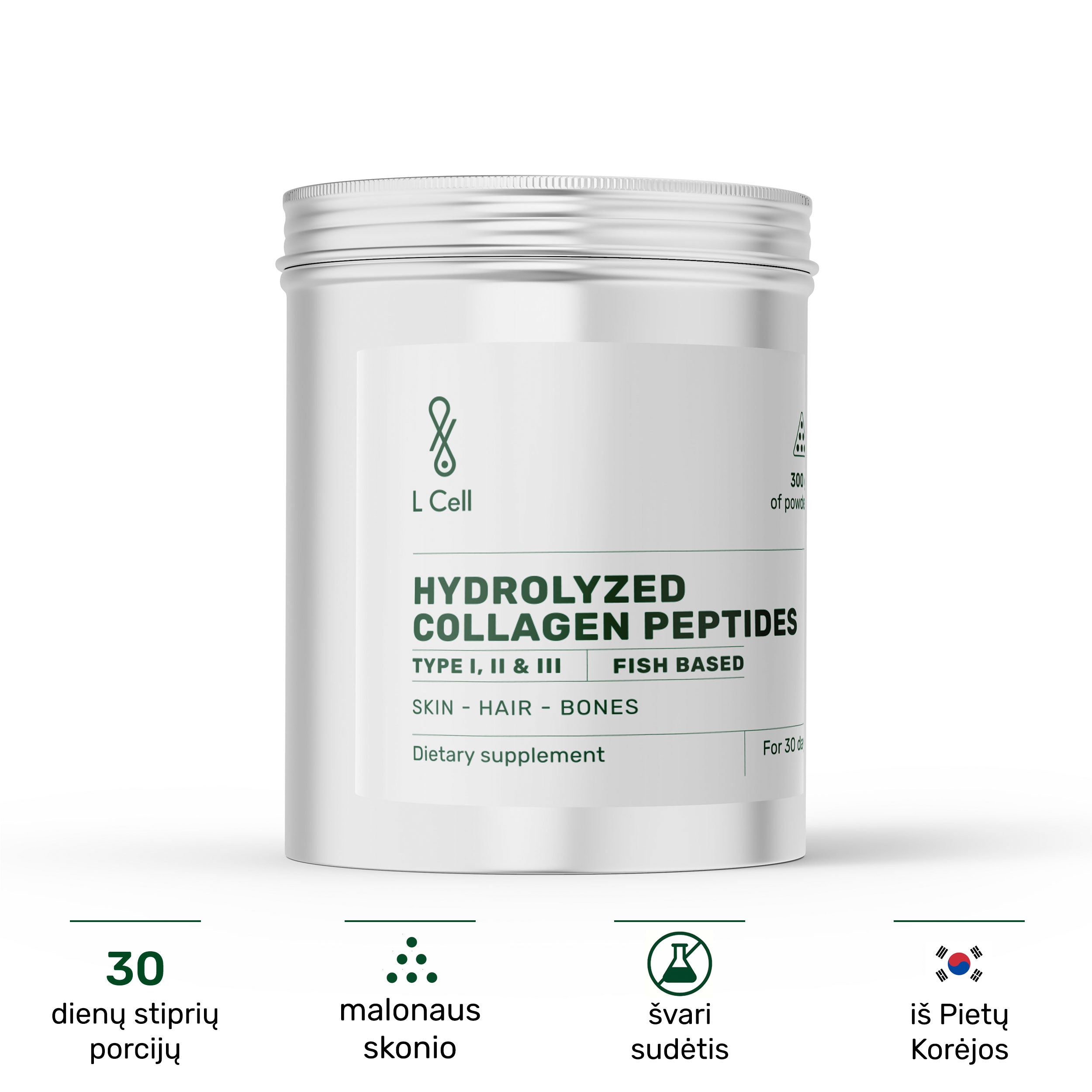 Hidrolizuoti kolageno peptidai (milteliai, 300g), jūriniai