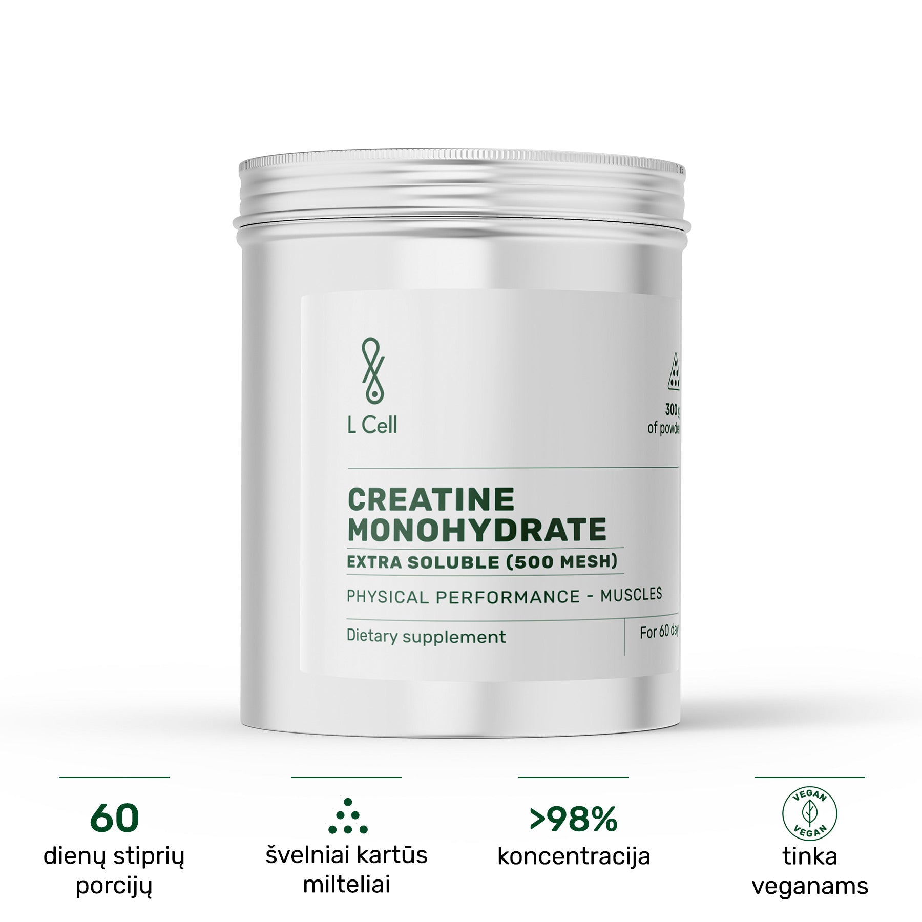 Creatine Monohydrate powder 300g (60 days, 500 mesh)