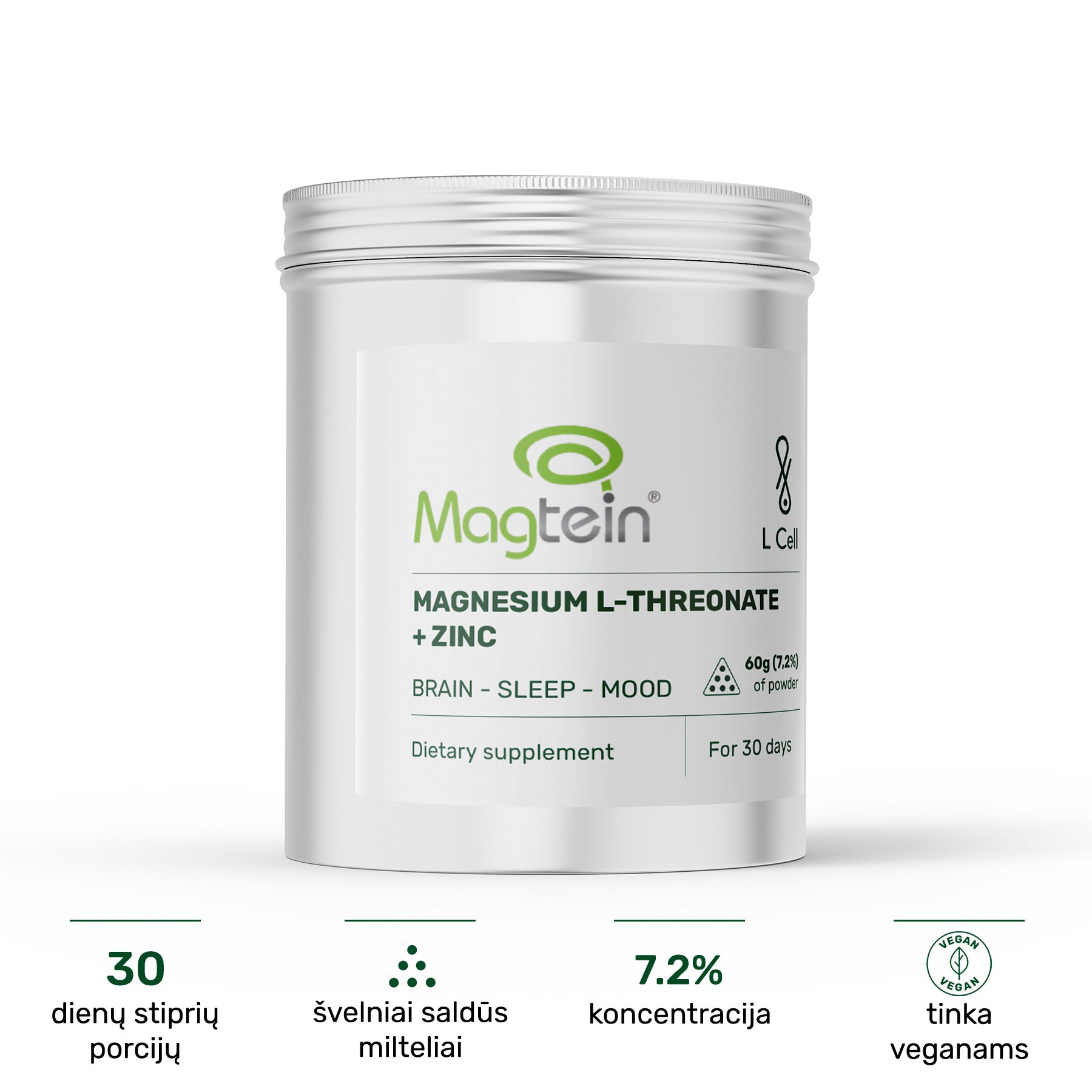Magnesium L-Threonate Powder 60g (30 days, >99% purity)