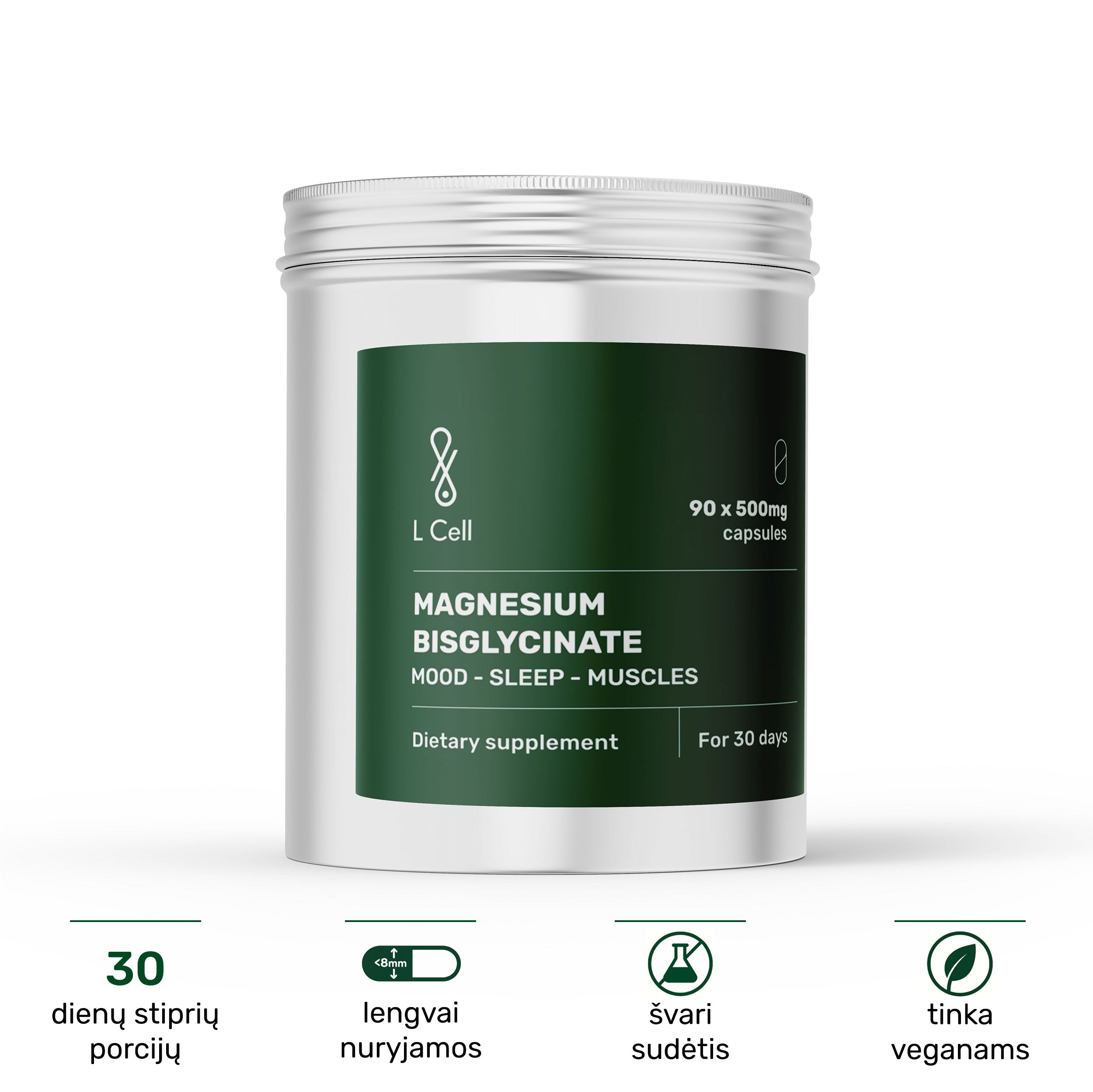 Magnio Bisglicinatas (500mg kapsulės, 90 vnt.)