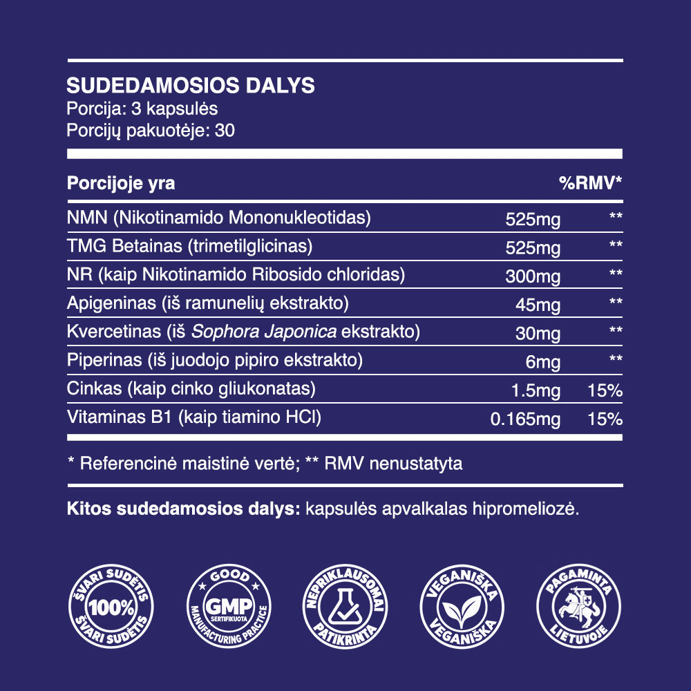 „NAD+ Formula“ kompleksas (30 d., 90 kaps.)