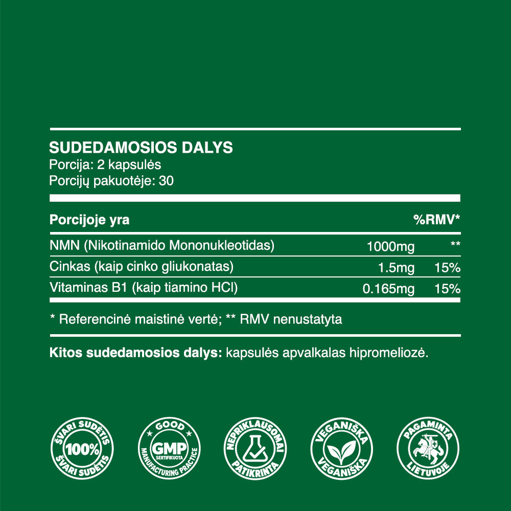 NMN (500mg kapsulės, 60 vnt.)
