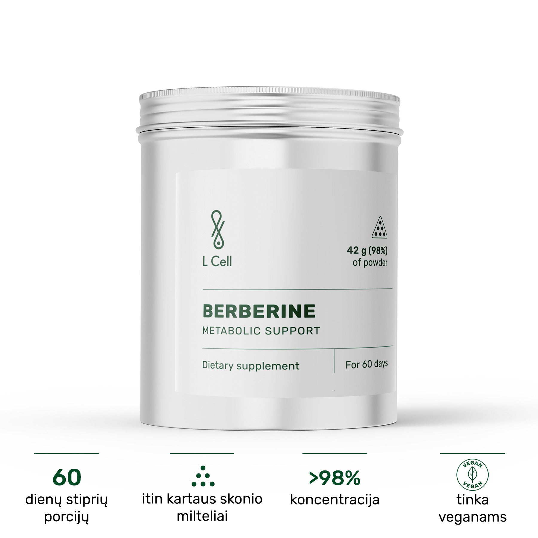 Berberine Powder 42g (60 days, >98% purity)