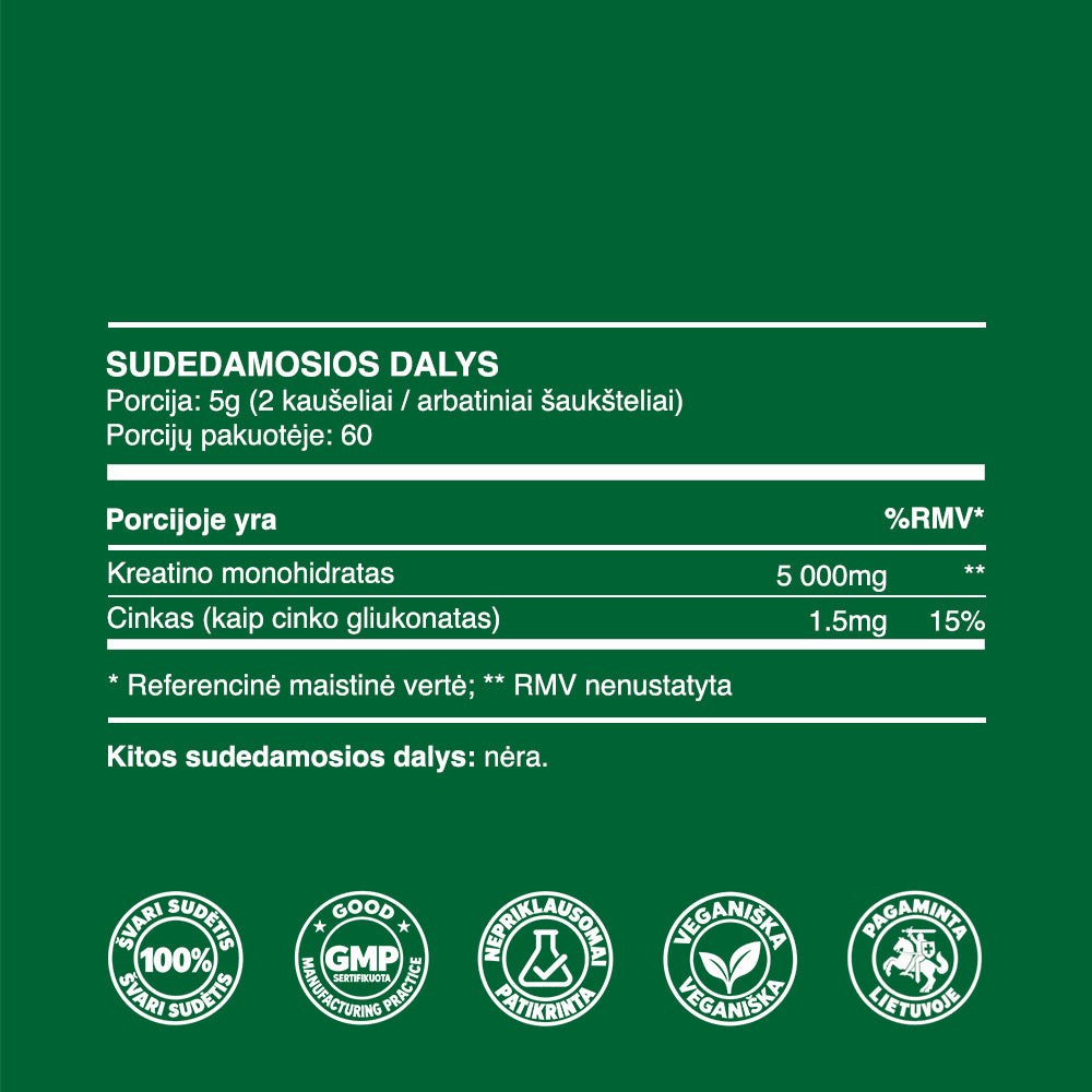 Kreatino monohidratas, mikrozinuotas (300g, 500 mesh), ultra tirpus