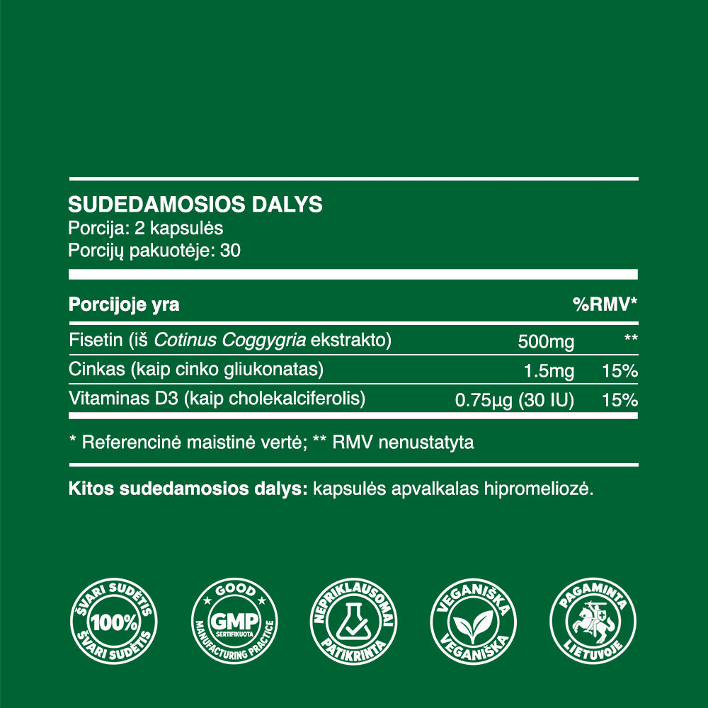 Fisetinas (250mg kapsulės, 60vnt.)