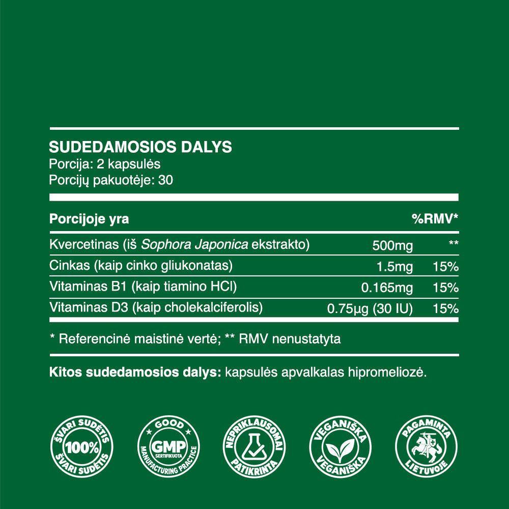 Kvercetinas (250mg kapsulės, 60 vnt.)