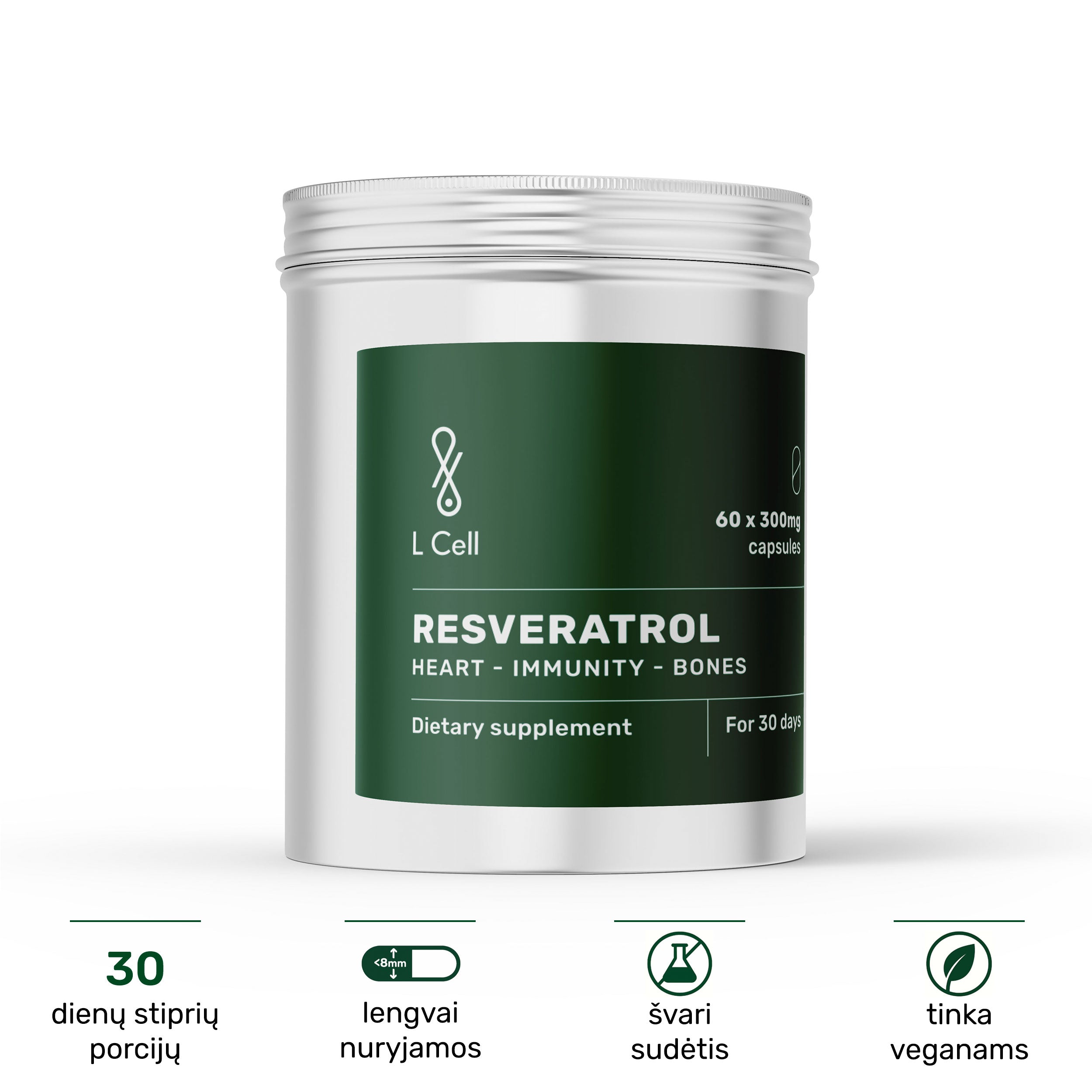 Trans Resveratrol Capsules 300mg (30 days, 60 pc.)