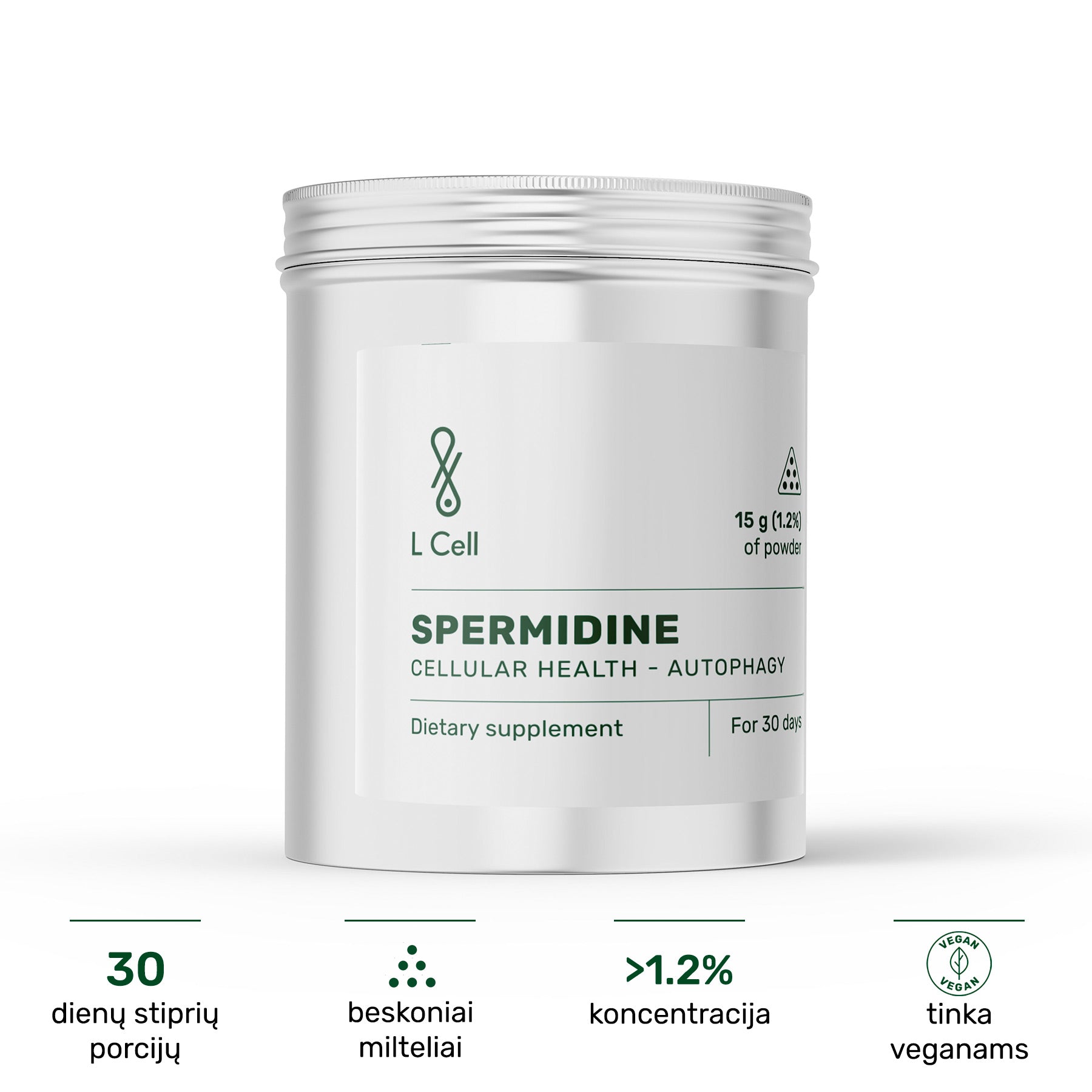 Spermidine Powder 15g (30 days, 1.2% concentration)