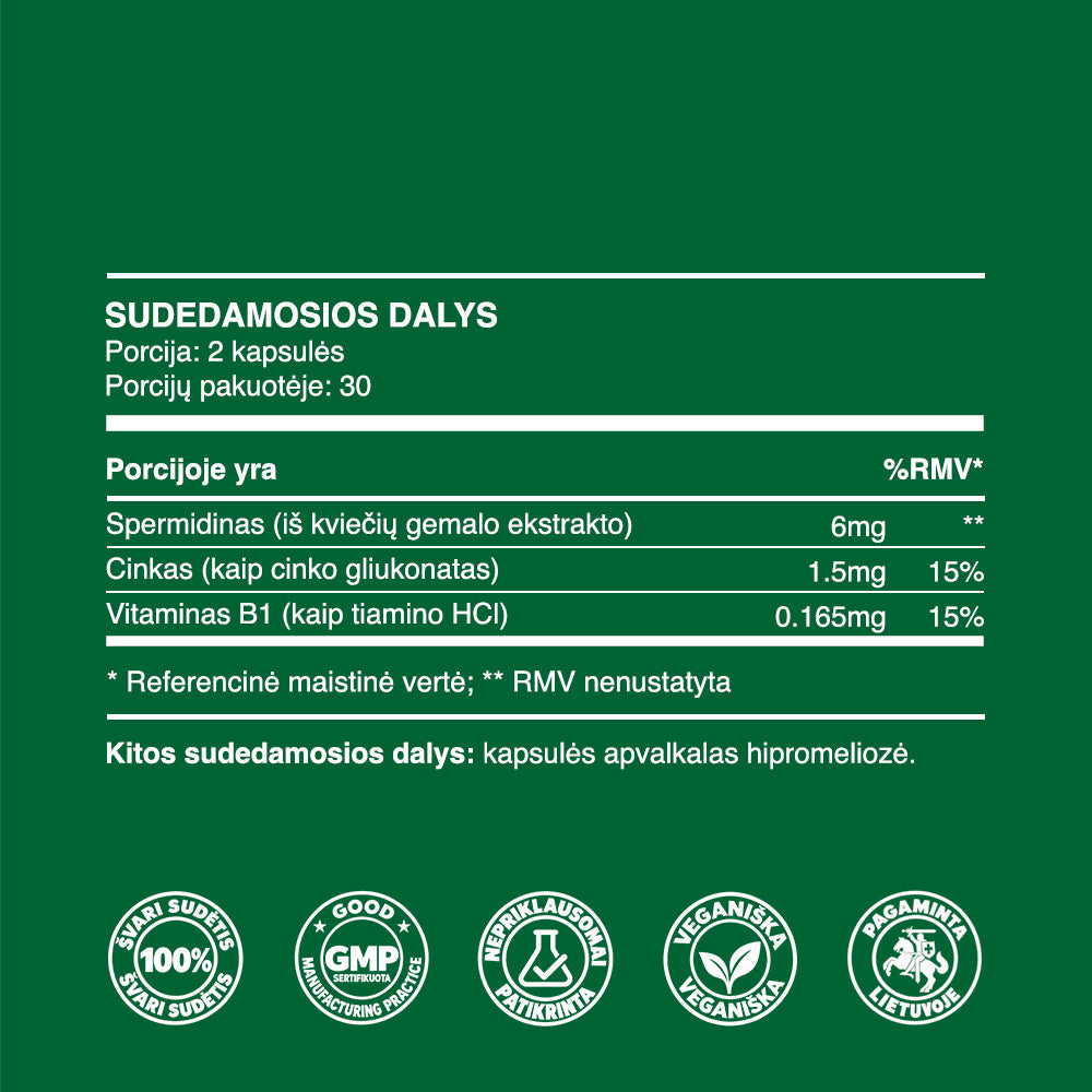 Spermidinas (3mg kapsulės, 60 vnt.)