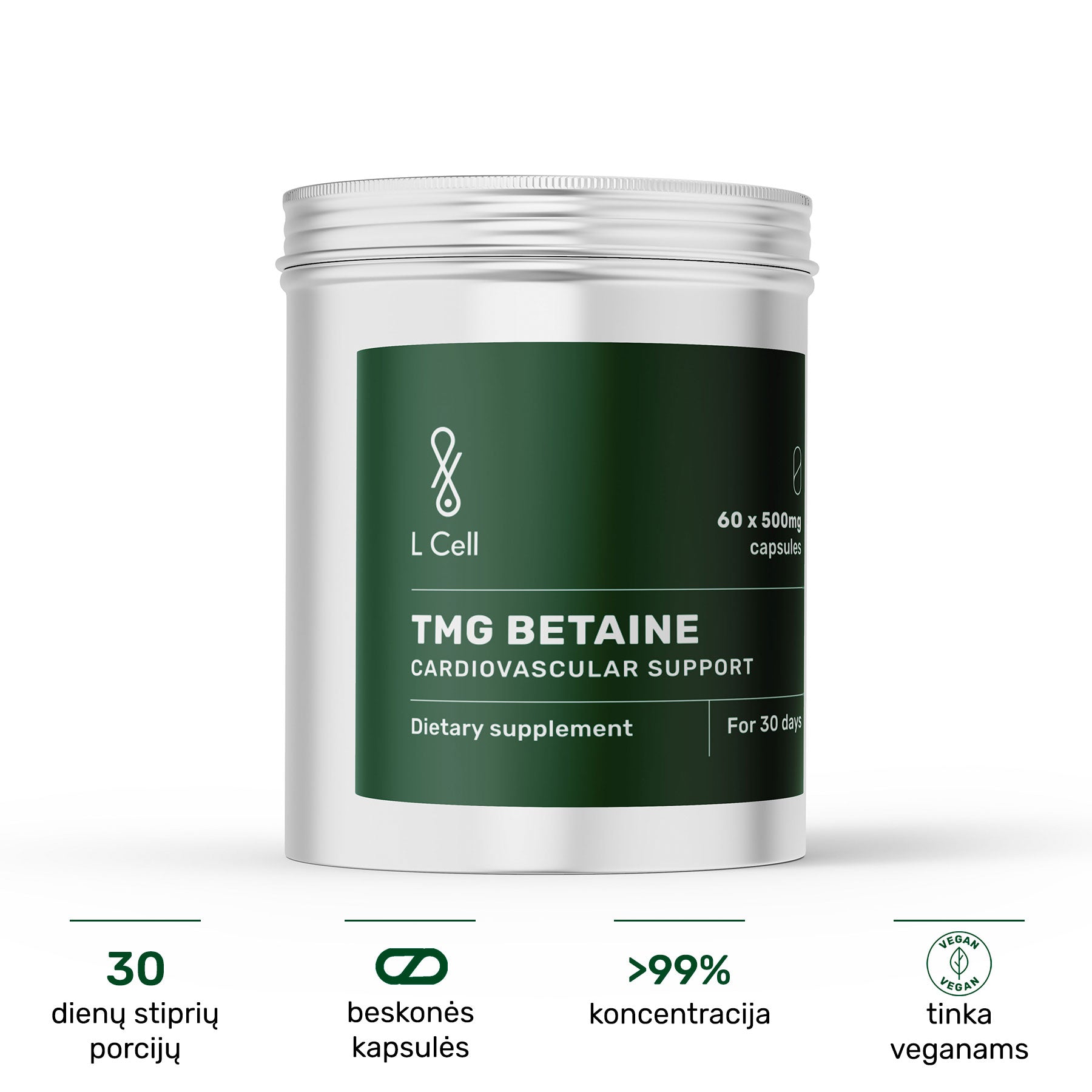 TMG Betaine Capsules 500mg (30 days, 60 pc.)