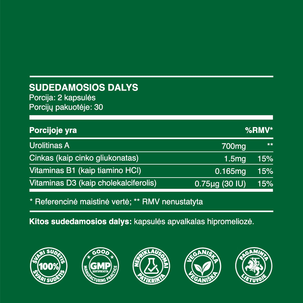 Urolitinas A (350mg kapsulės, 60 vnt.)